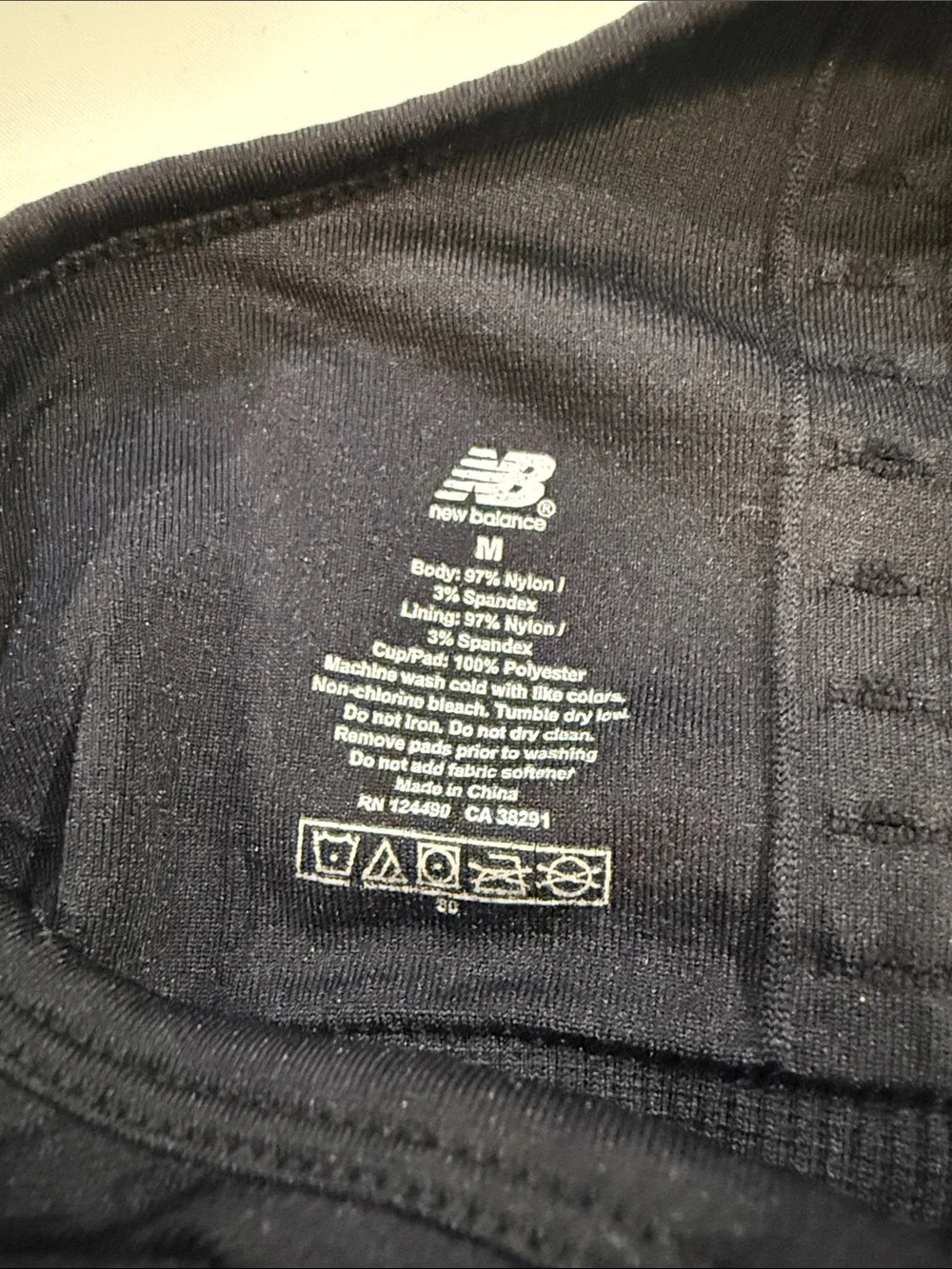 New Balance Black Racerback Logo Sports Bra with Gray Accent - Picture 3 of 3